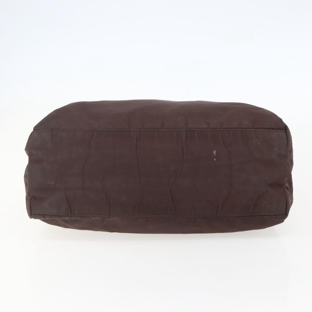PRADA Hand Bag Nylon Brown Silver Auth bs31363