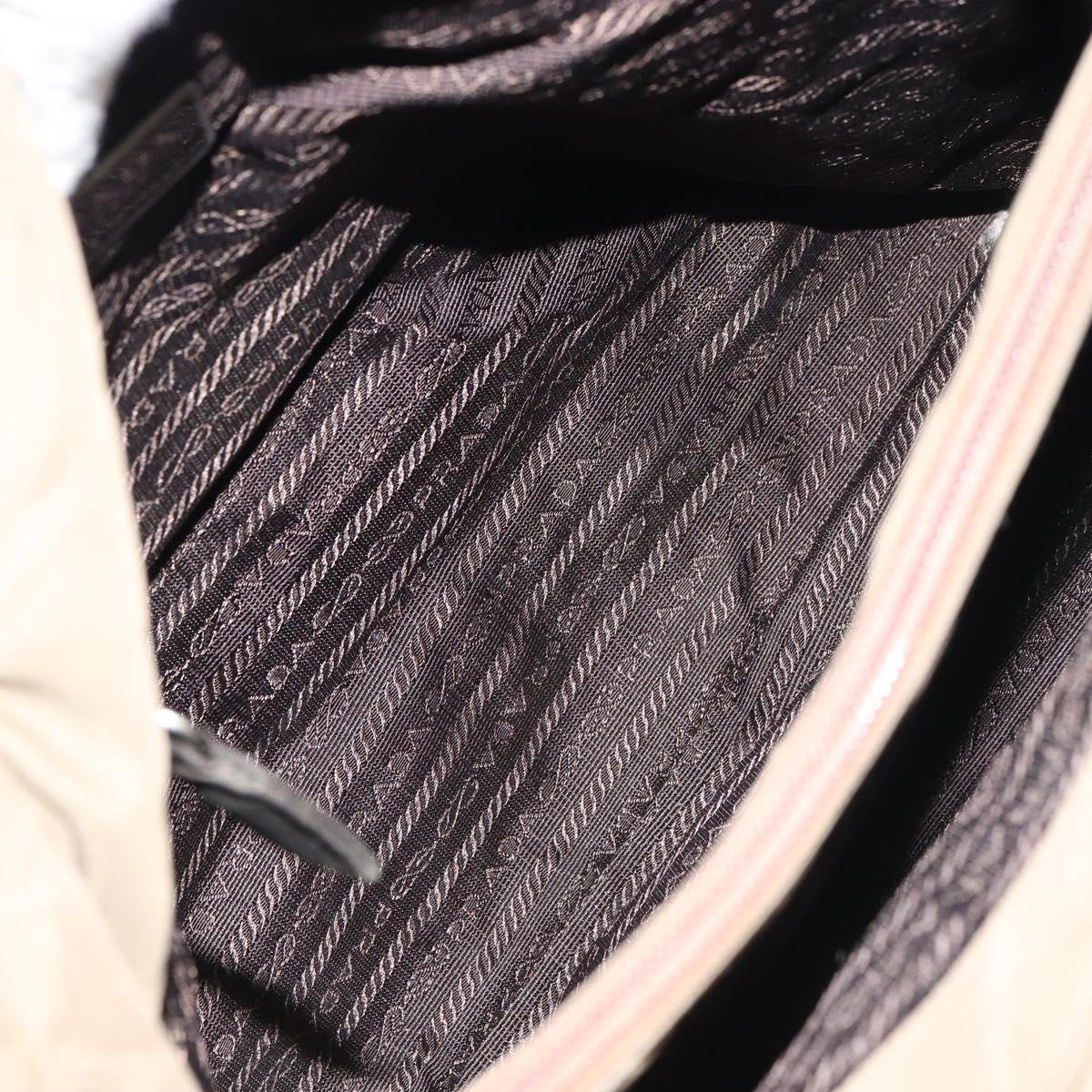 PRADA Hand Bag Nylon Khaki Silver Auth bs31364