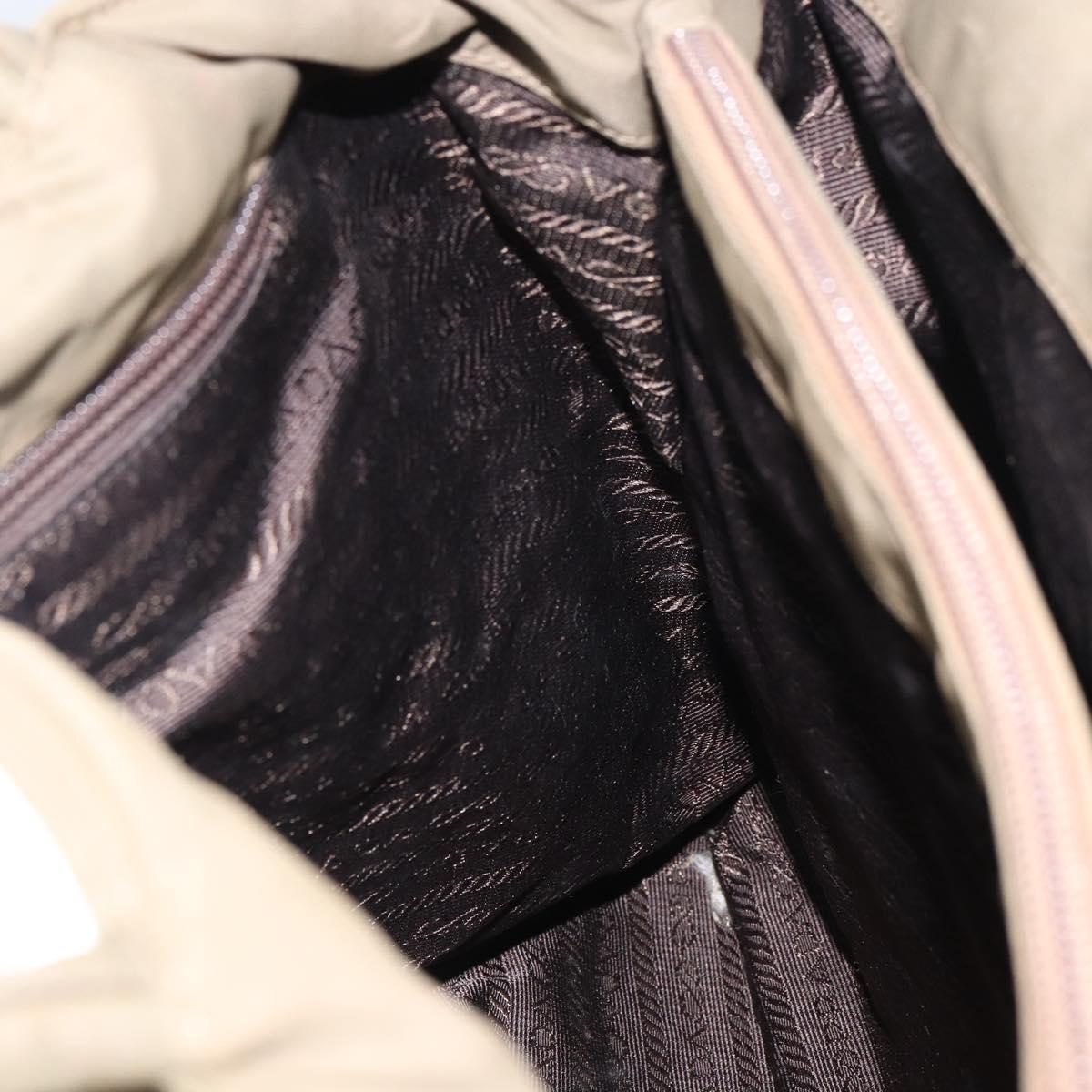 PRADA Hand Bag Nylon Khaki Silver Auth bs31364