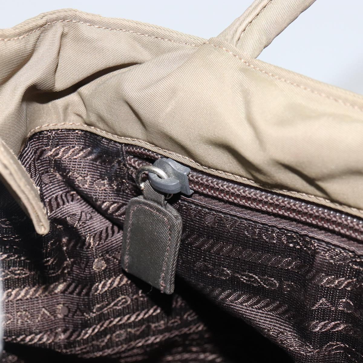 PRADA Hand Bag Nylon Khaki Silver Auth bs31364