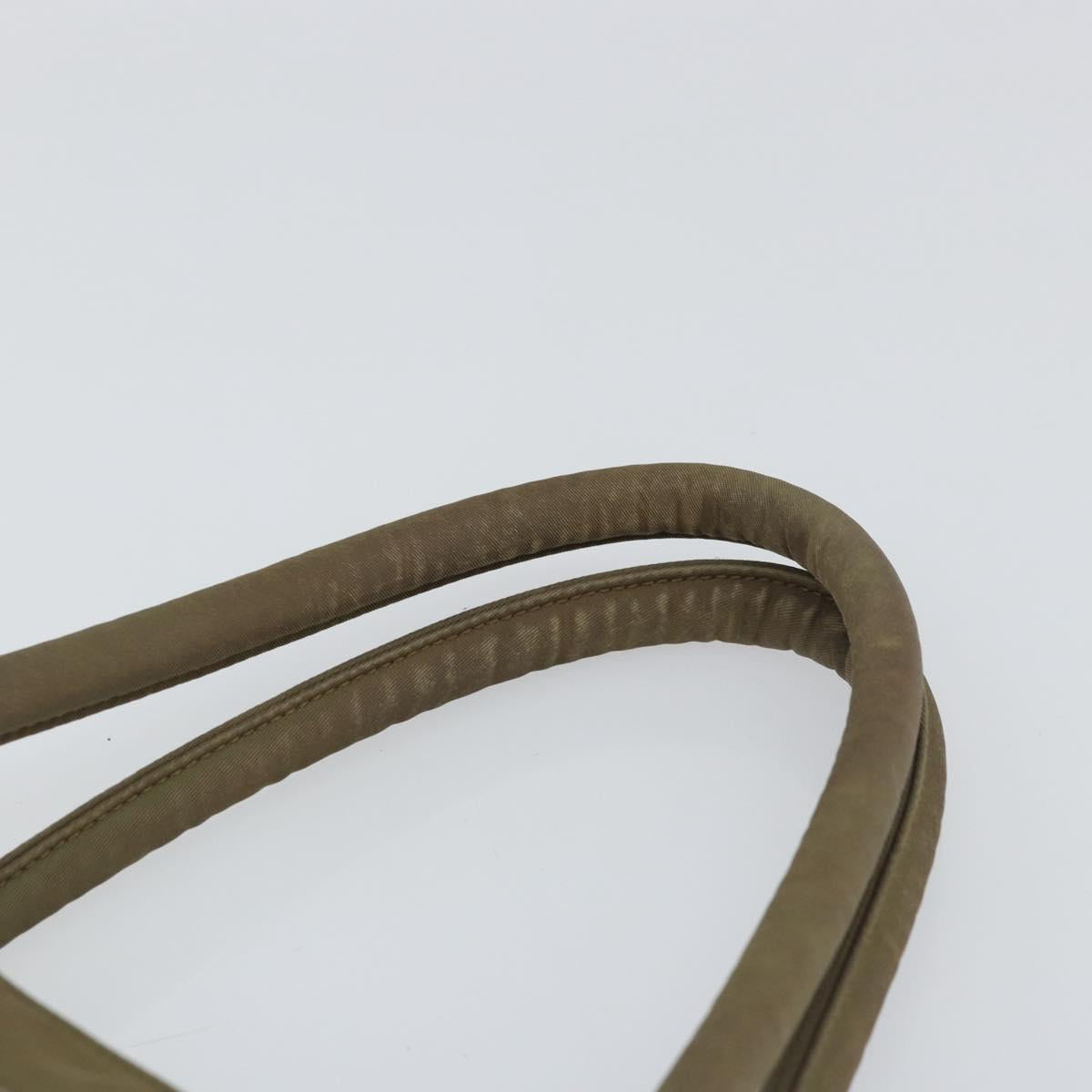 PRADA Hand Bag Nylon Khaki Silver Auth bs31364