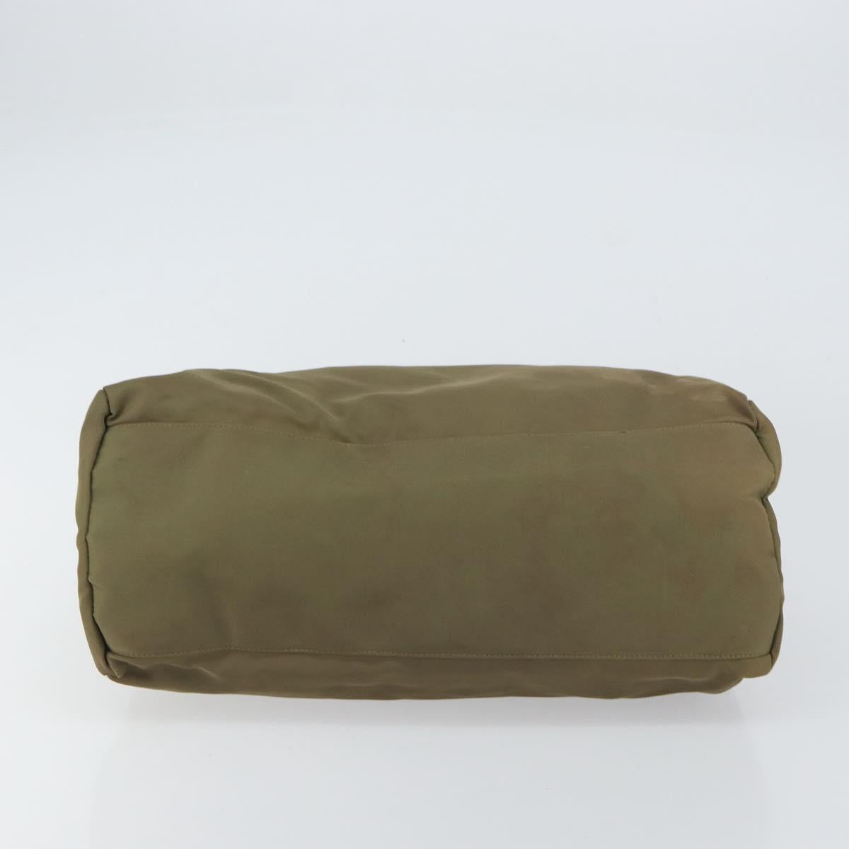 PRADA Hand Bag Nylon Khaki Silver Auth bs31364