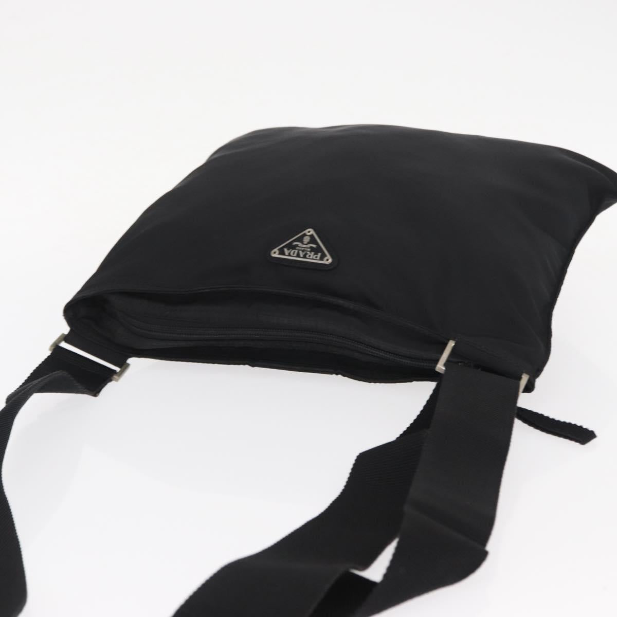 PRADA Shoulder Bag Nylon Black Silver Auth bs31365