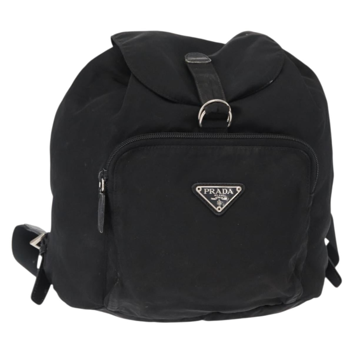 PRADA Backpack Nylon Black Silver Auth bs31366