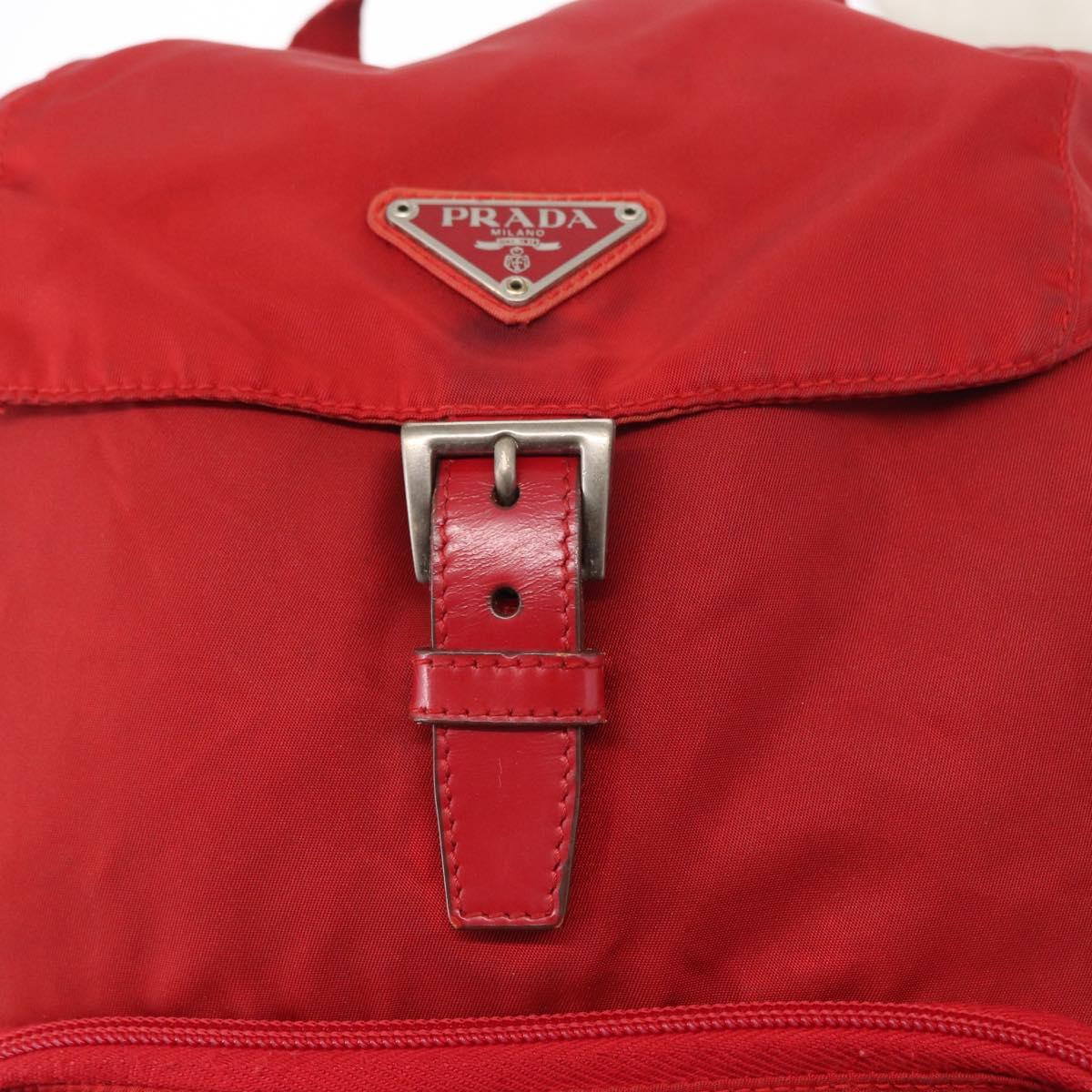 PRADA Backpack Nylon Red Silver Auth bs31368