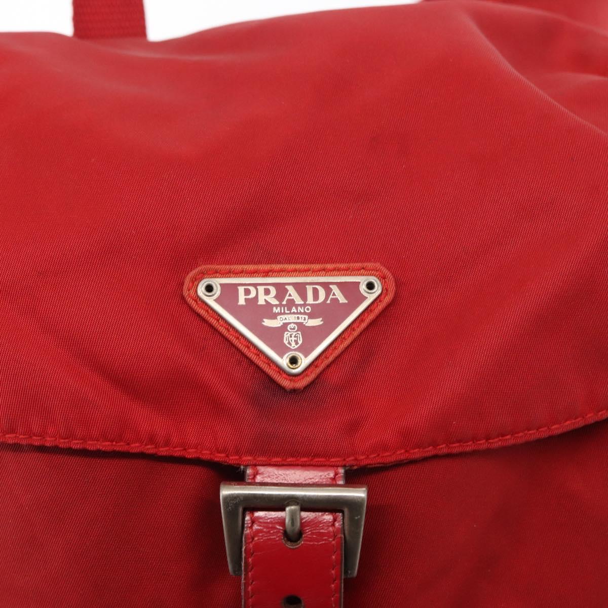 PRADA Backpack Nylon Red Silver Auth bs31368