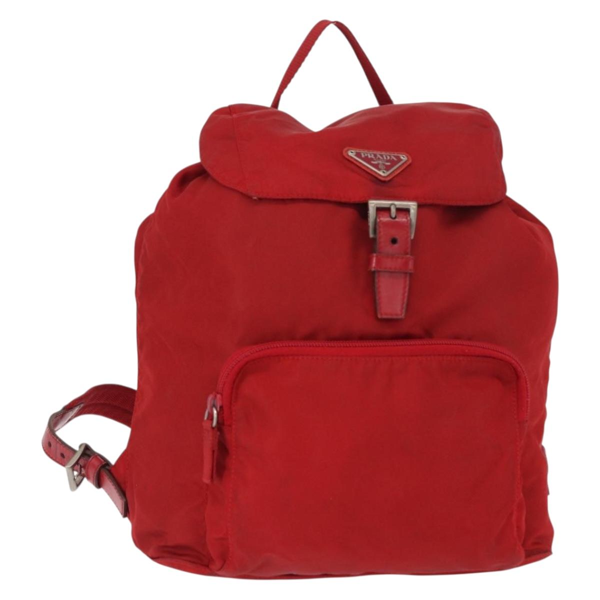 PRADA Backpack Nylon Red Silver Auth bs31368