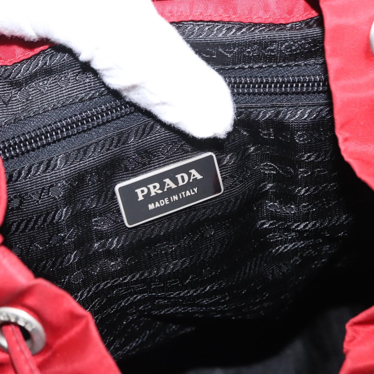 PRADA Backpack Nylon Red Silver Auth bs31368
