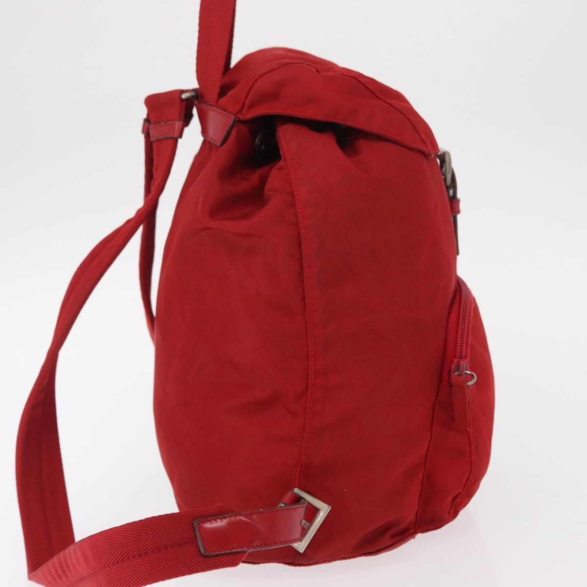 PRADA Backpack Nylon Red Silver Auth bs31368