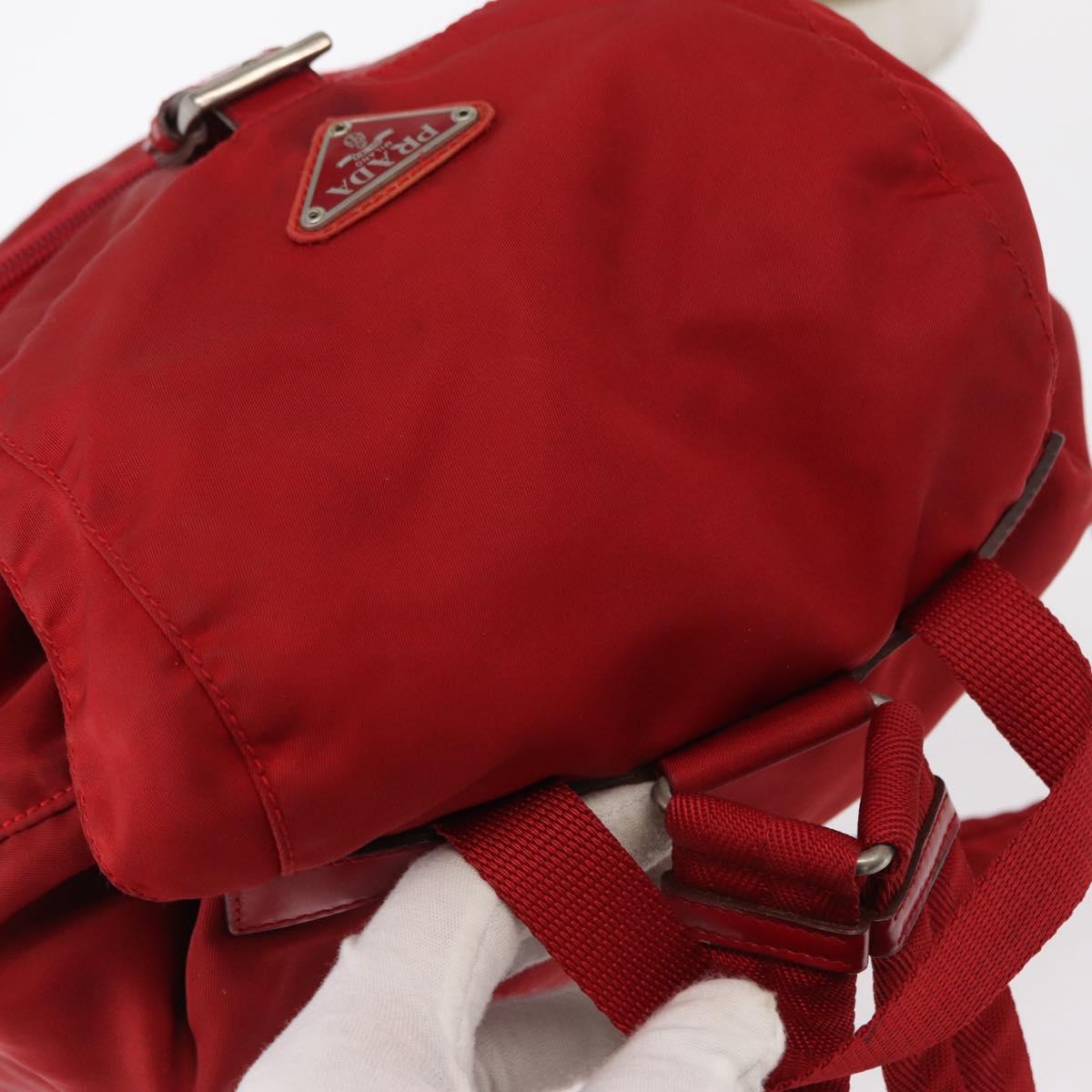 PRADA Backpack Nylon Red Silver Auth bs31368