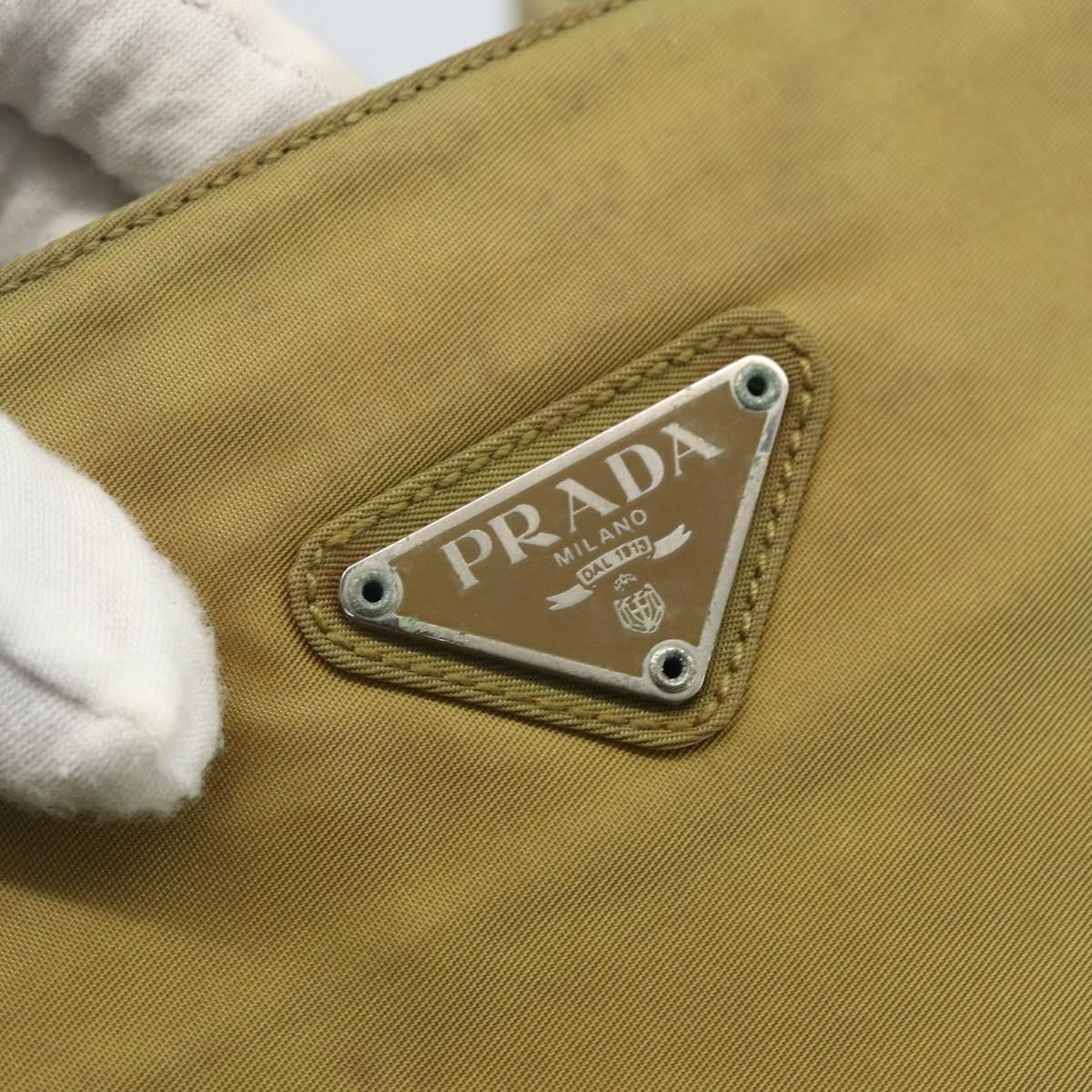 PRADA Hand Bag Nylon Green Silver Auth bs31369