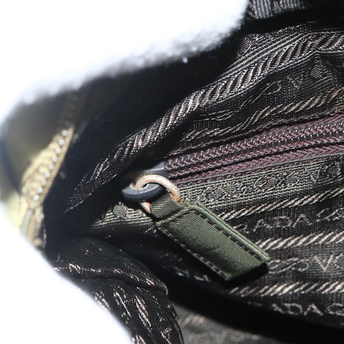PRADA Hand Bag Nylon Green Silver Auth bs31369