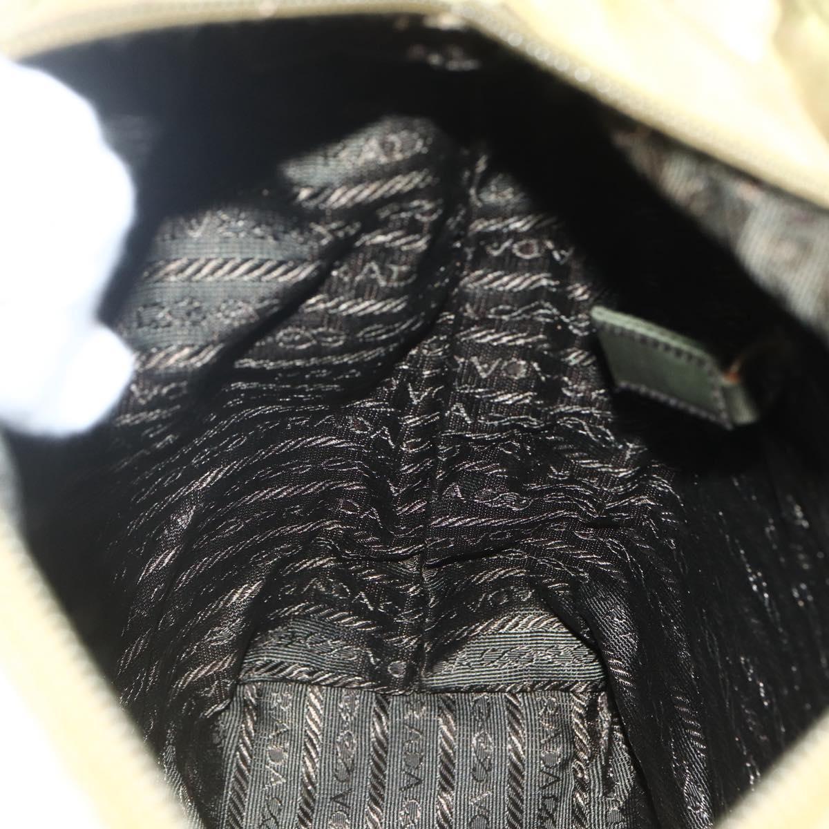 PRADA Hand Bag Nylon Green Silver Auth bs31369