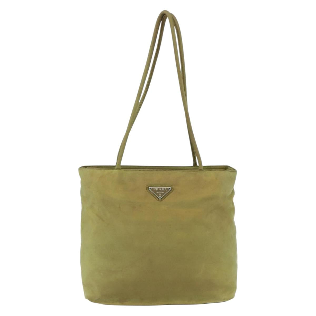 PRADA Hand Bag Nylon Green Silver Auth bs31369