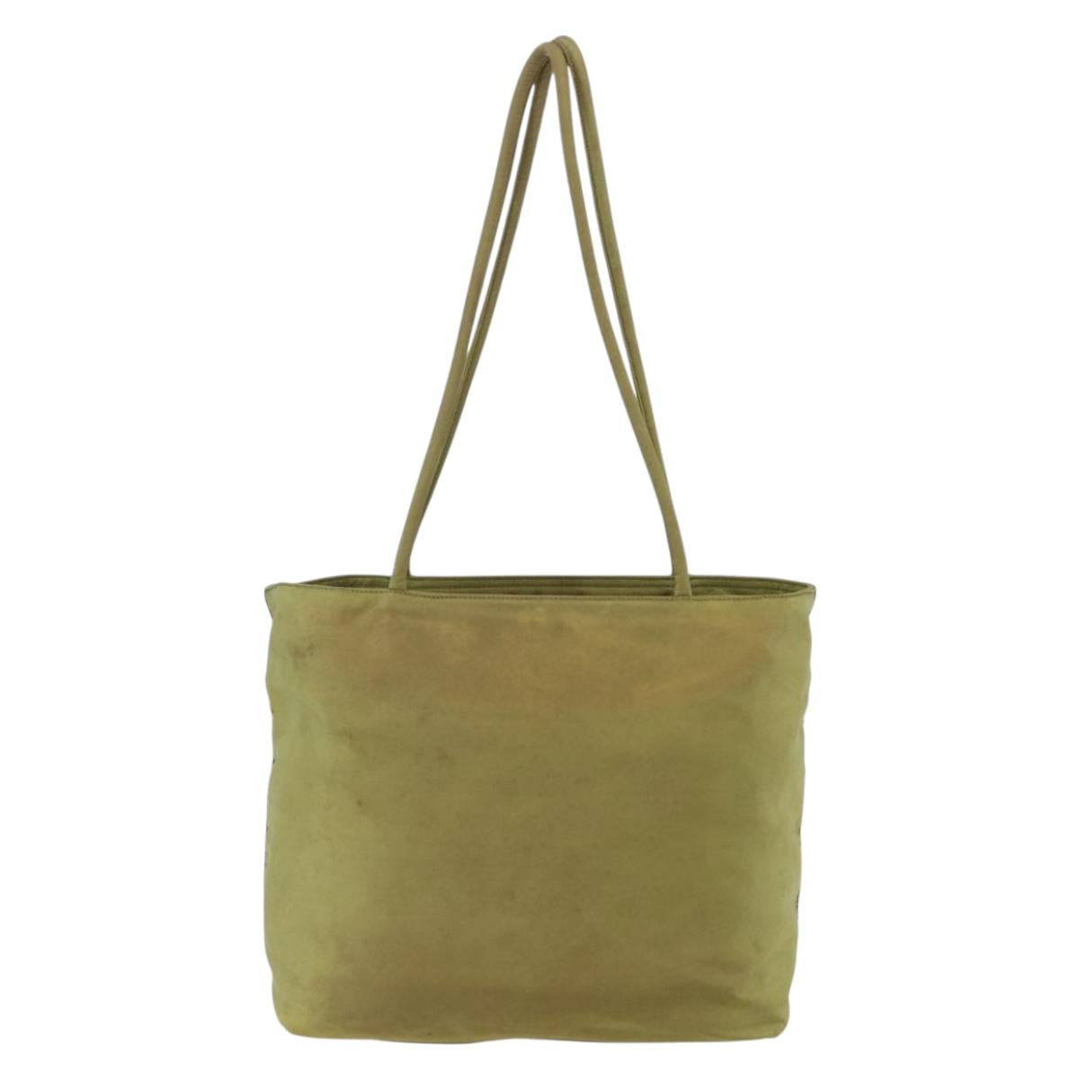 PRADA Hand Bag Nylon Green Silver Auth bs31369