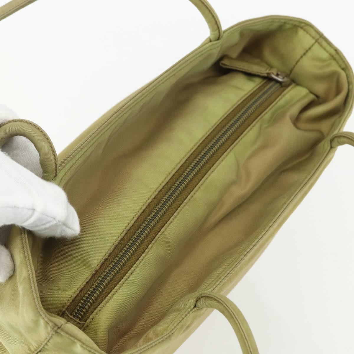 PRADA Hand Bag Nylon Green Silver Auth bs31369