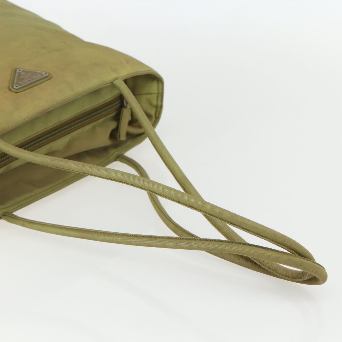 PRADA Hand Bag Nylon Green Silver Auth bs31369