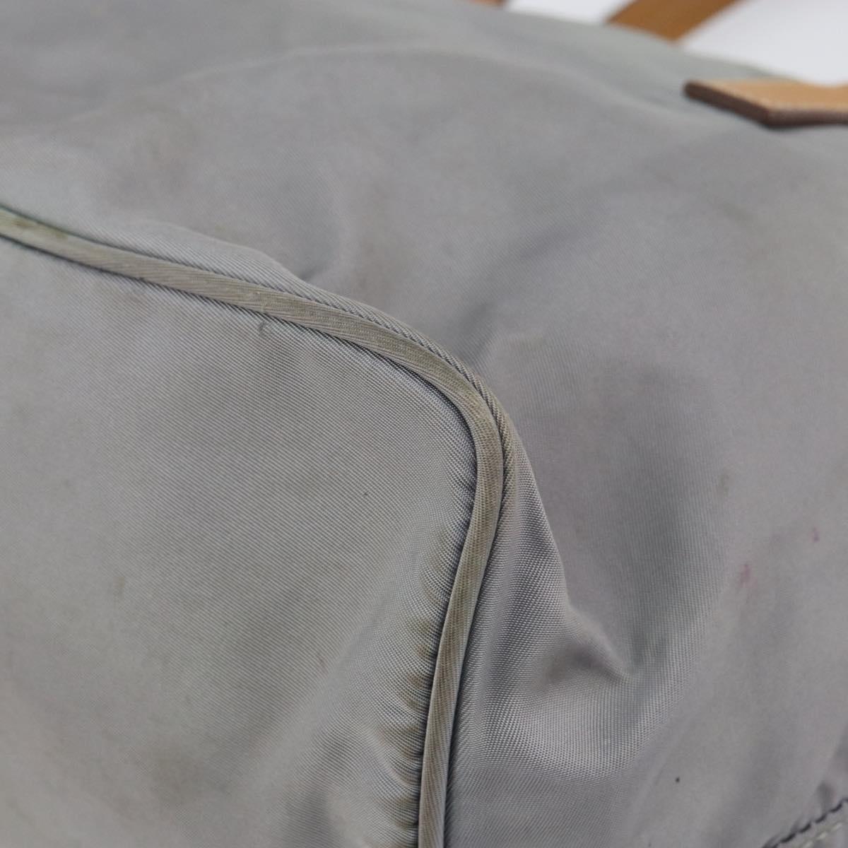 PRADA Hand Bag Nylon Gray Silver Auth bs31370