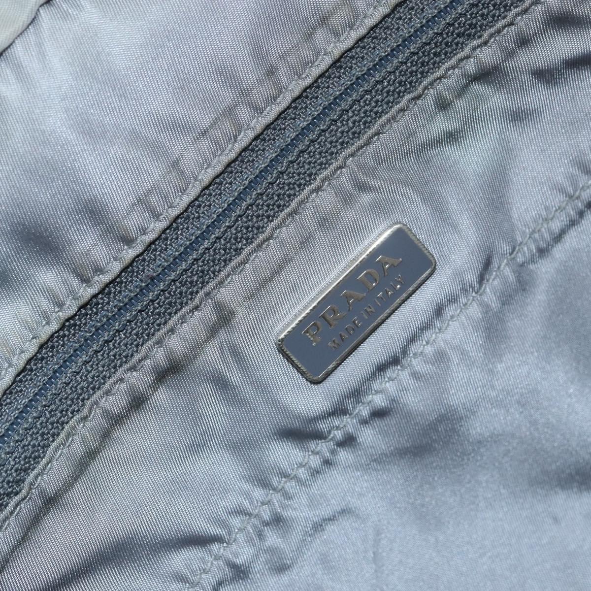 PRADA Hand Bag Nylon Gray Silver Auth bs31370