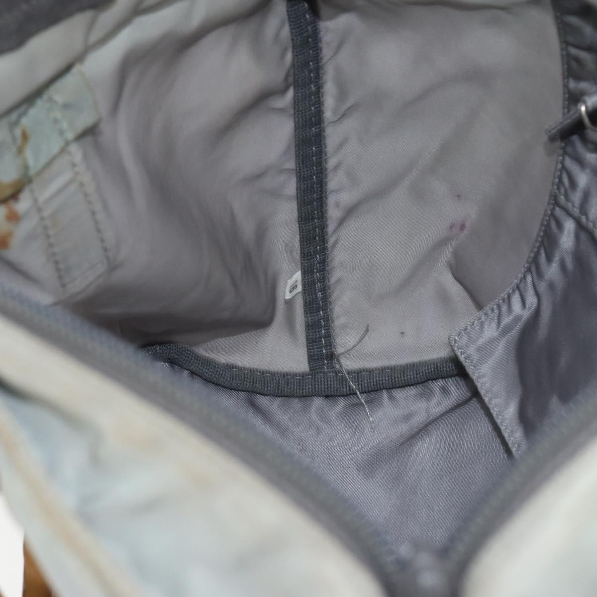 PRADA Hand Bag Nylon Gray Silver Auth bs31370