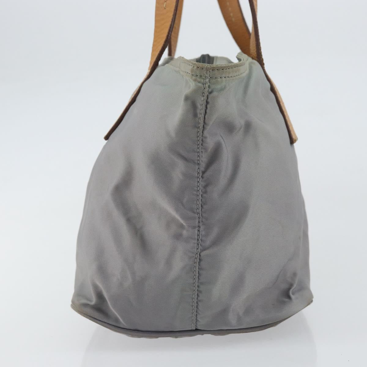 PRADA Hand Bag Nylon Gray Silver Auth bs31370