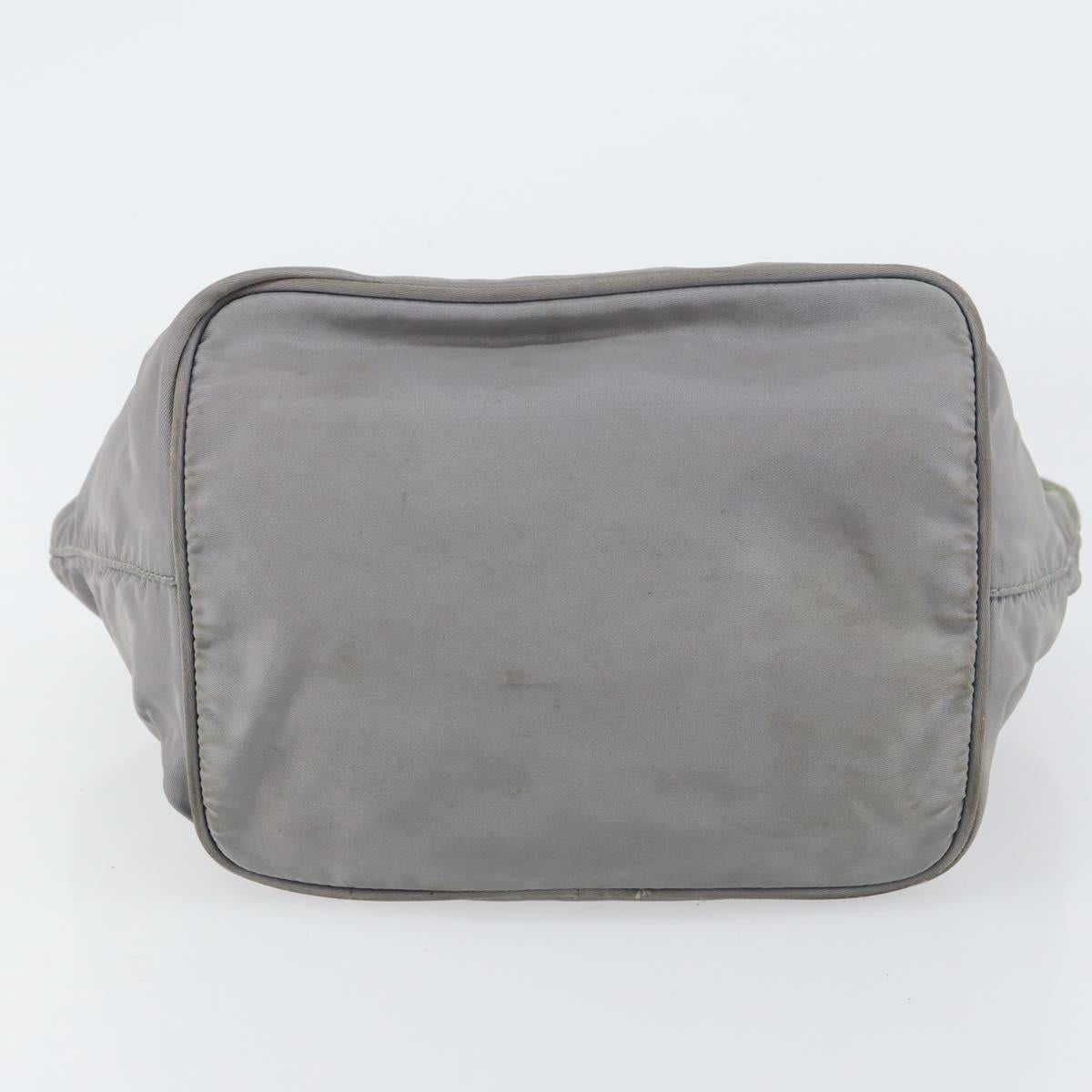 PRADA Hand Bag Nylon Gray Silver Auth bs31370