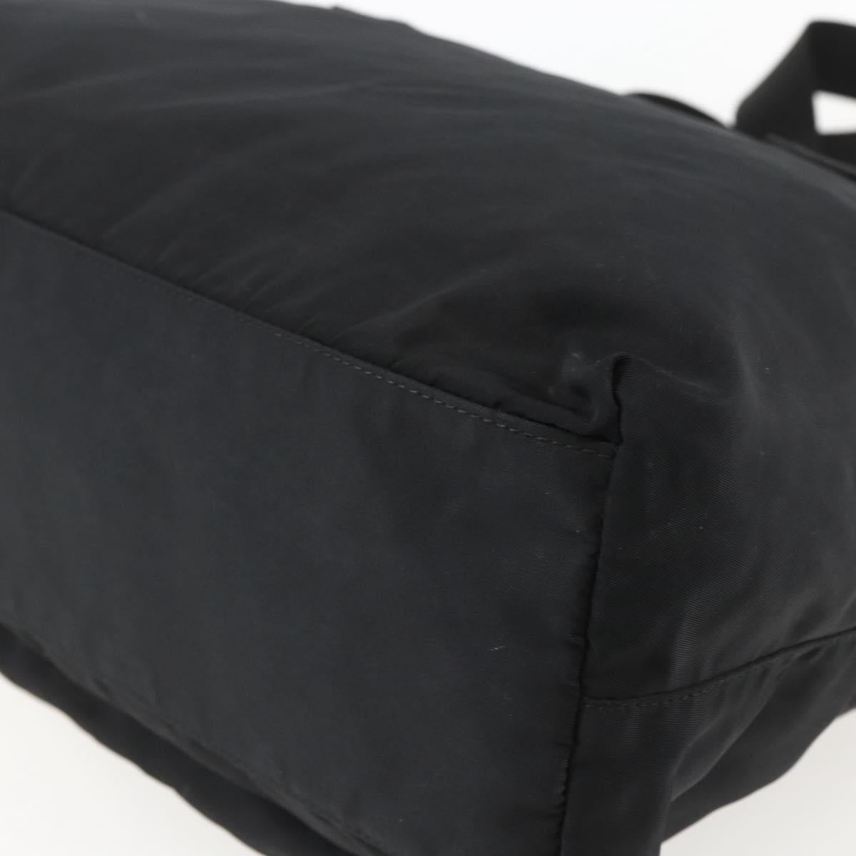 PRADA Tote Bag Nylon Black Silver Auth bs31371