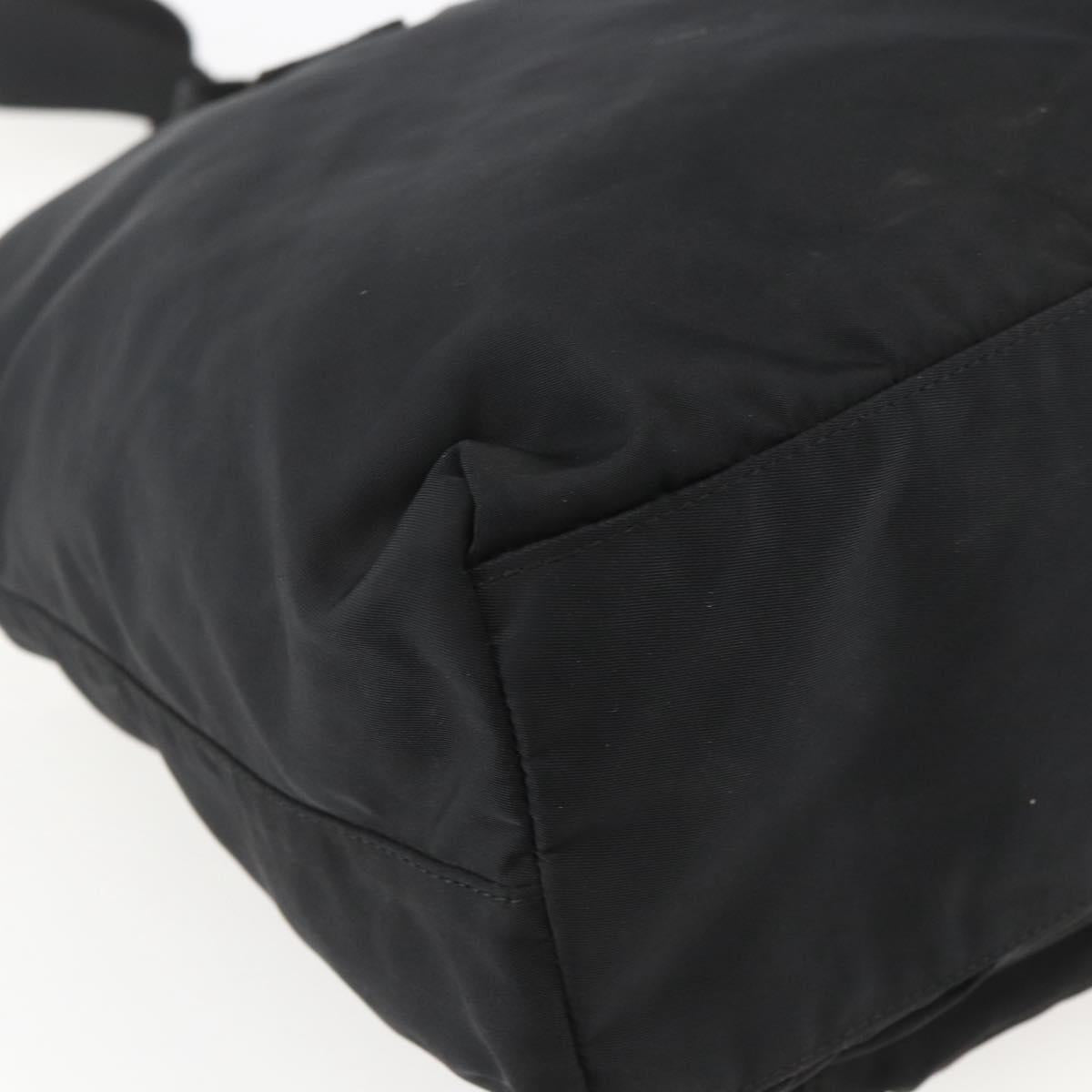 PRADA Tote Bag Nylon Black Silver Auth bs31371