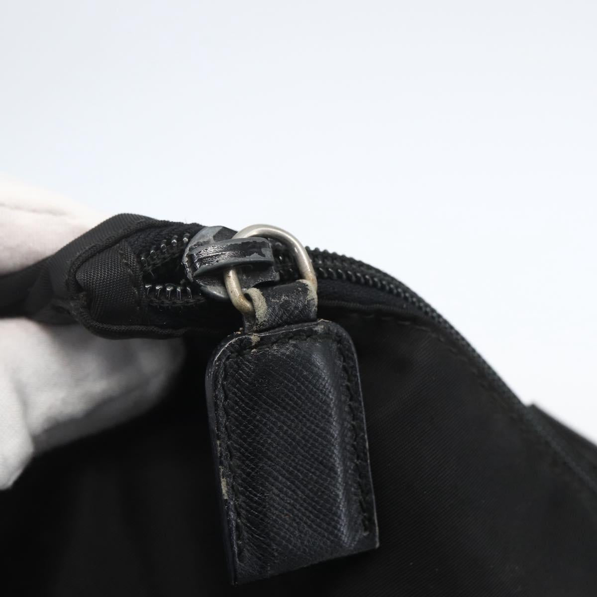 PRADA Tote Bag Nylon Black Silver Auth bs31371