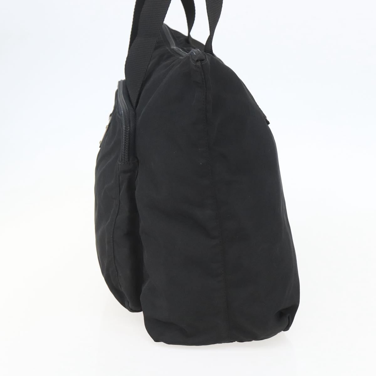 PRADA Tote Bag Nylon Black Silver Auth bs31371