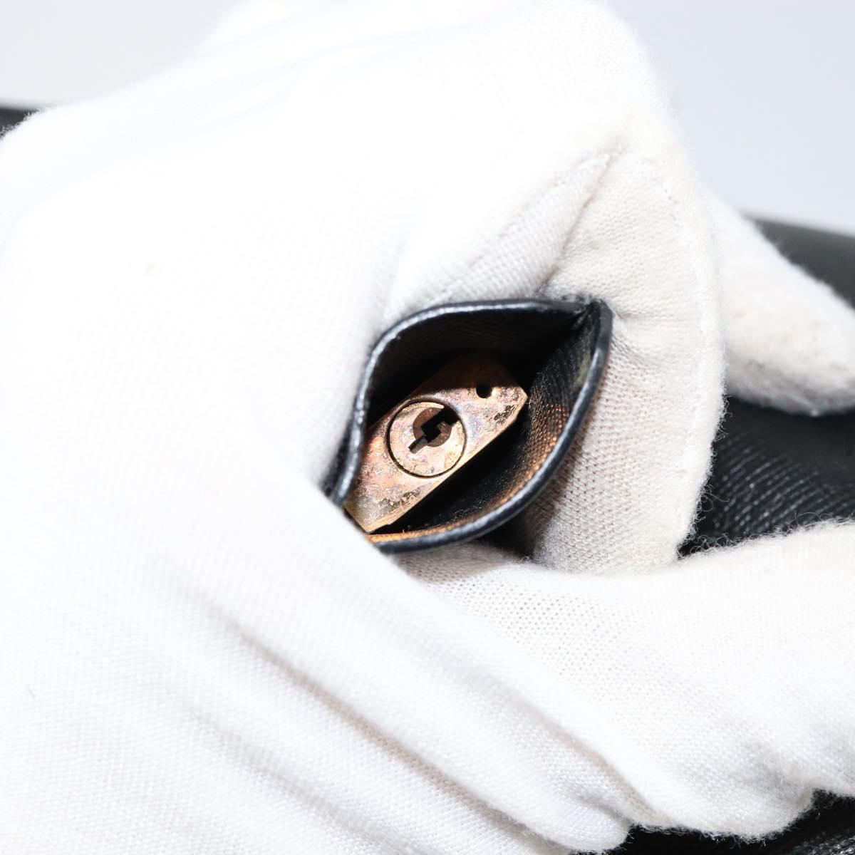 PRADA Hand Bag Safiano leather Black Gold Auth bs31372