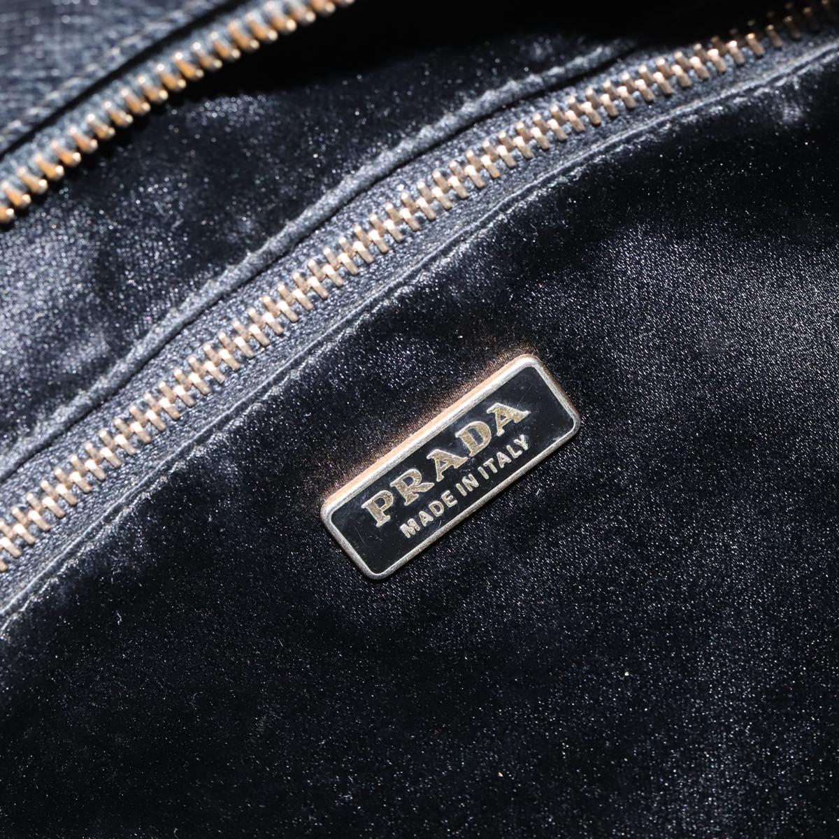 PRADA Hand Bag Safiano leather Black Gold Auth bs31372