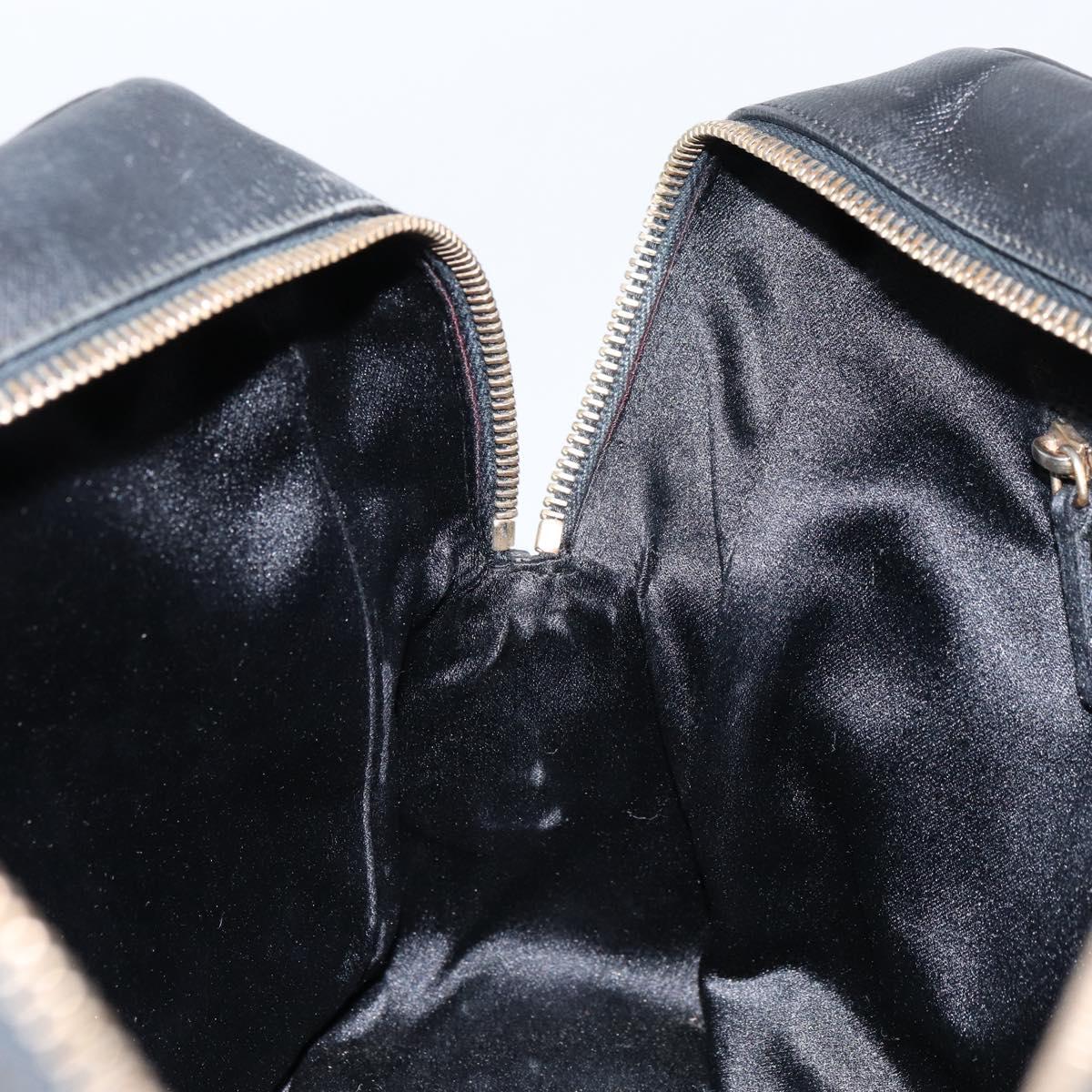 PRADA Hand Bag Safiano leather Black Gold Auth bs31372