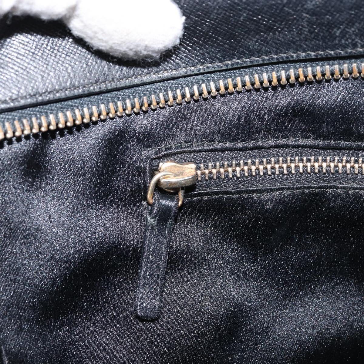 PRADA Hand Bag Safiano leather Black Gold Auth bs31372