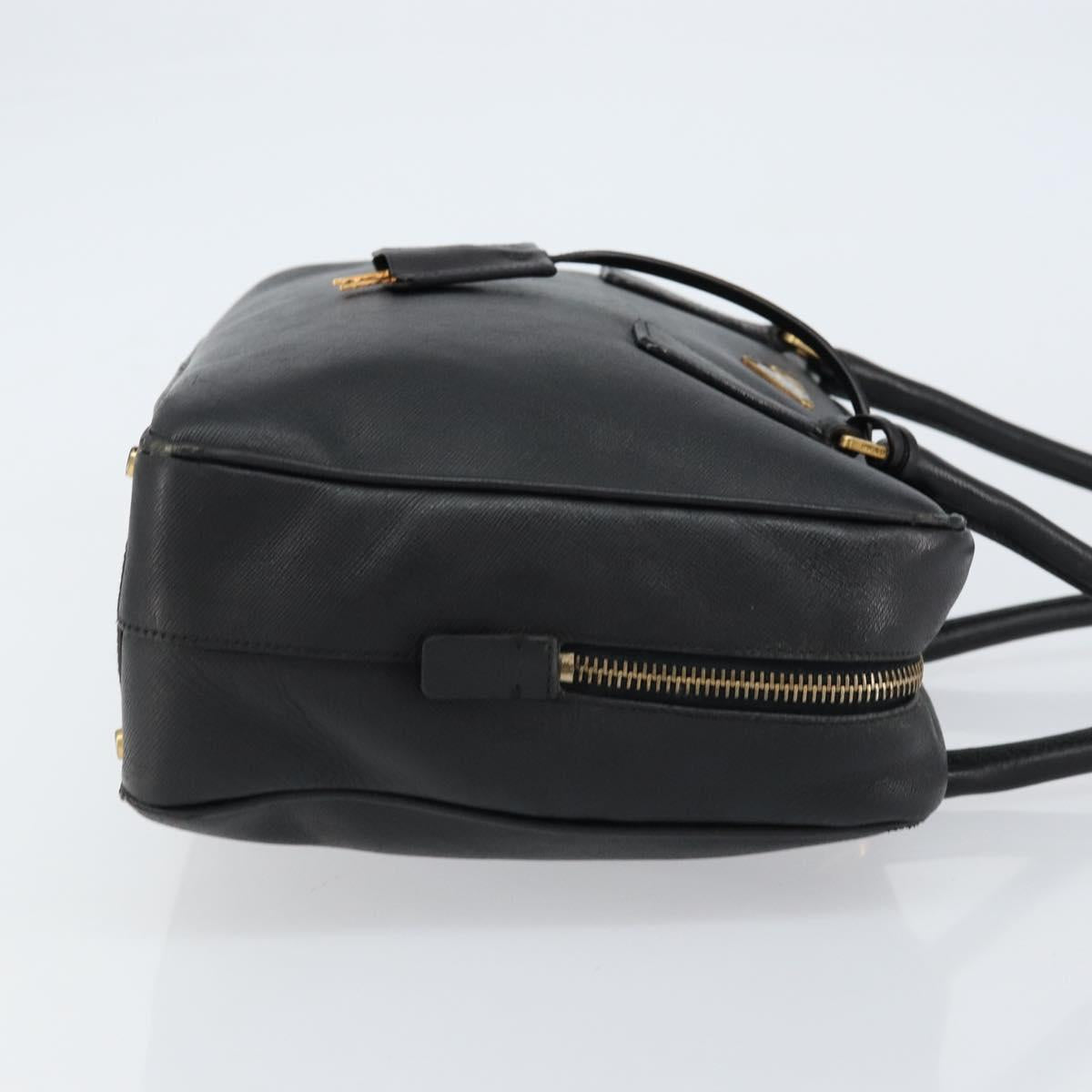PRADA Hand Bag Safiano leather Black Gold Auth bs31372