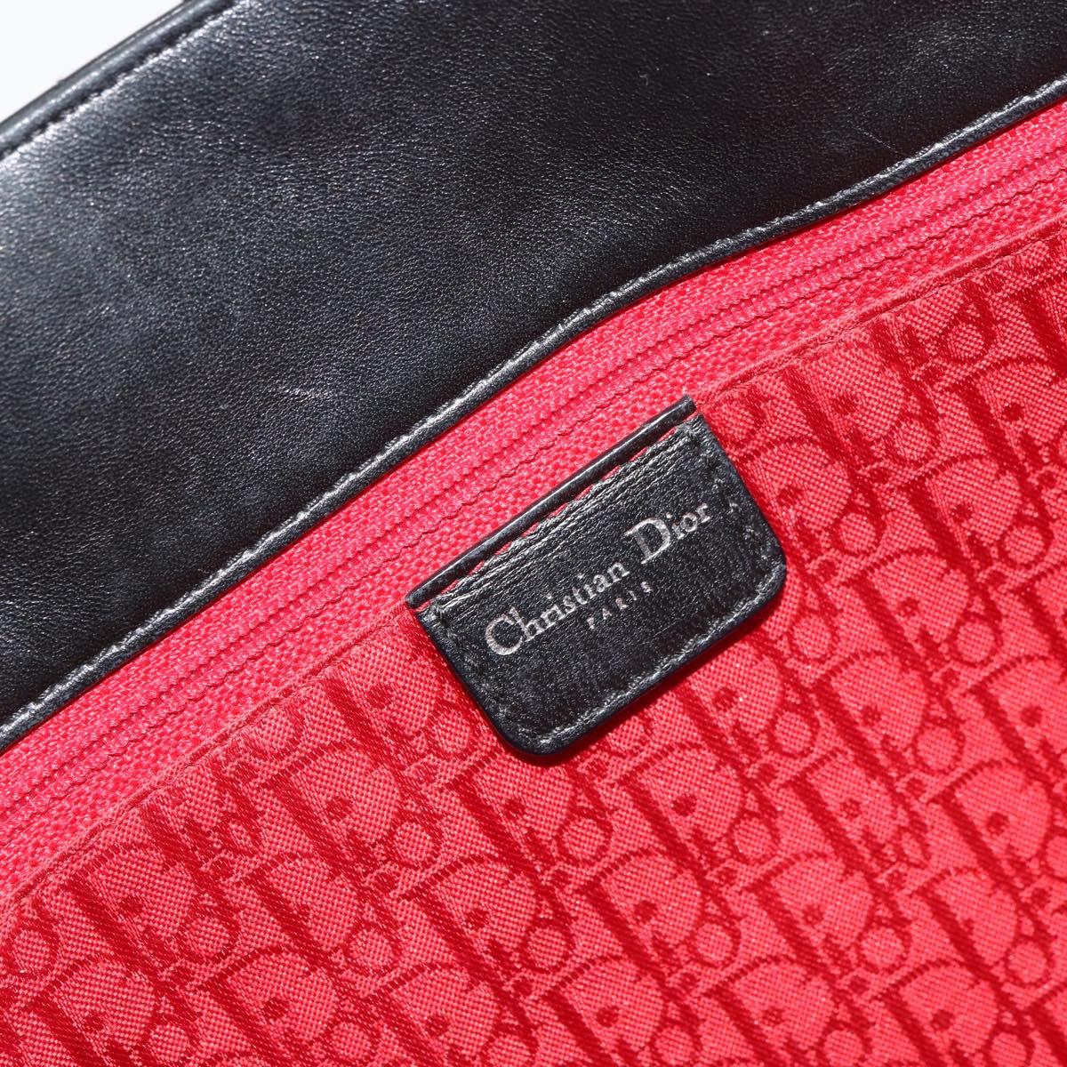 Christian Dior Canage Tote Bag Lamb Skin Black Silver Auth bs31373