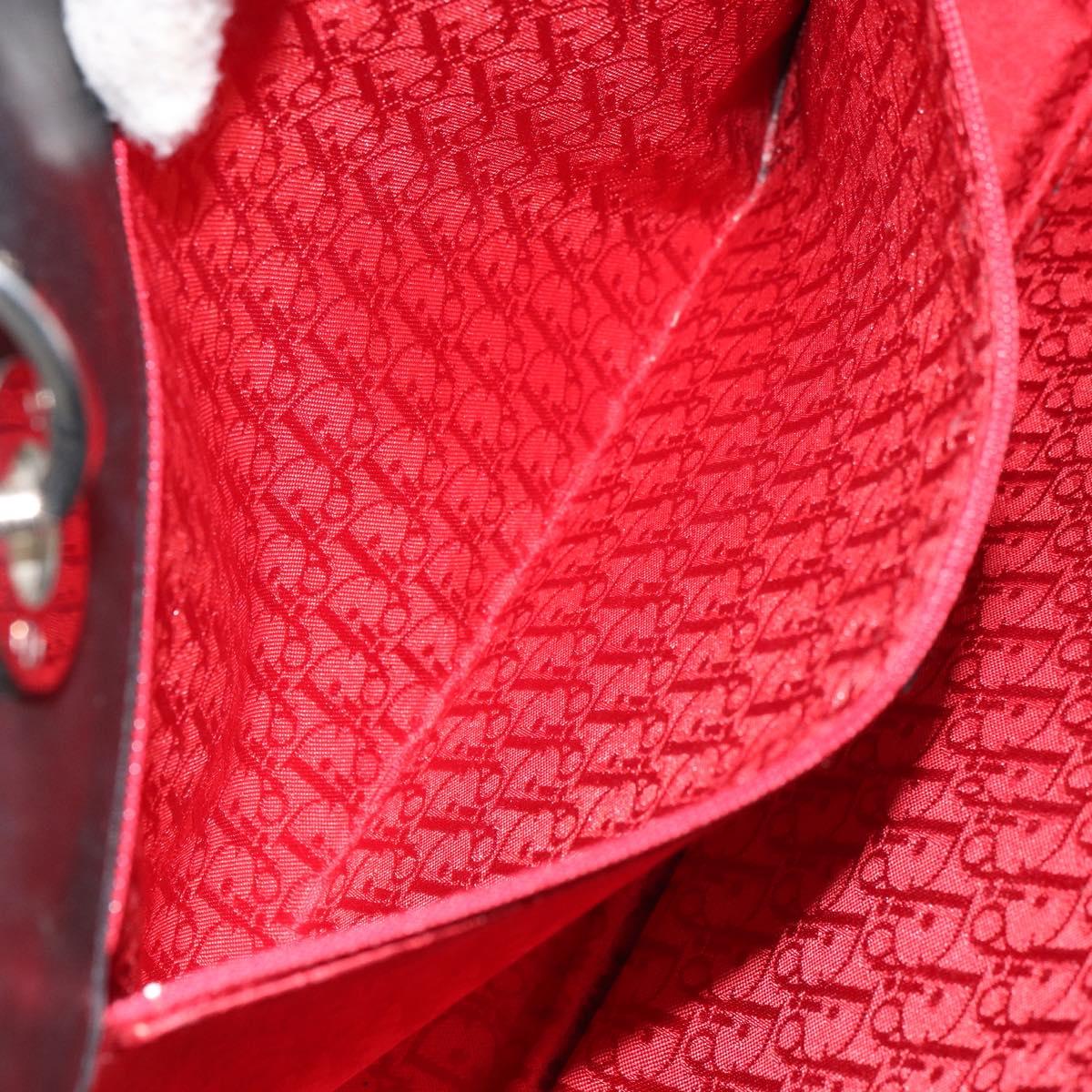 Christian Dior Canage Tote Bag Lamb Skin Black Silver Auth bs31373