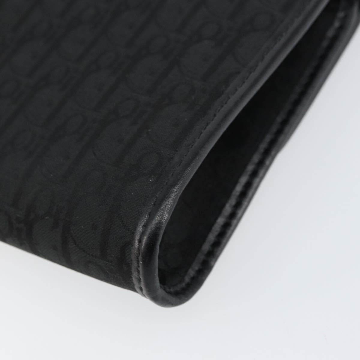 Christian Dior Trotter Canvas Chain Shoulder Bag Black Gold Auth bs31374