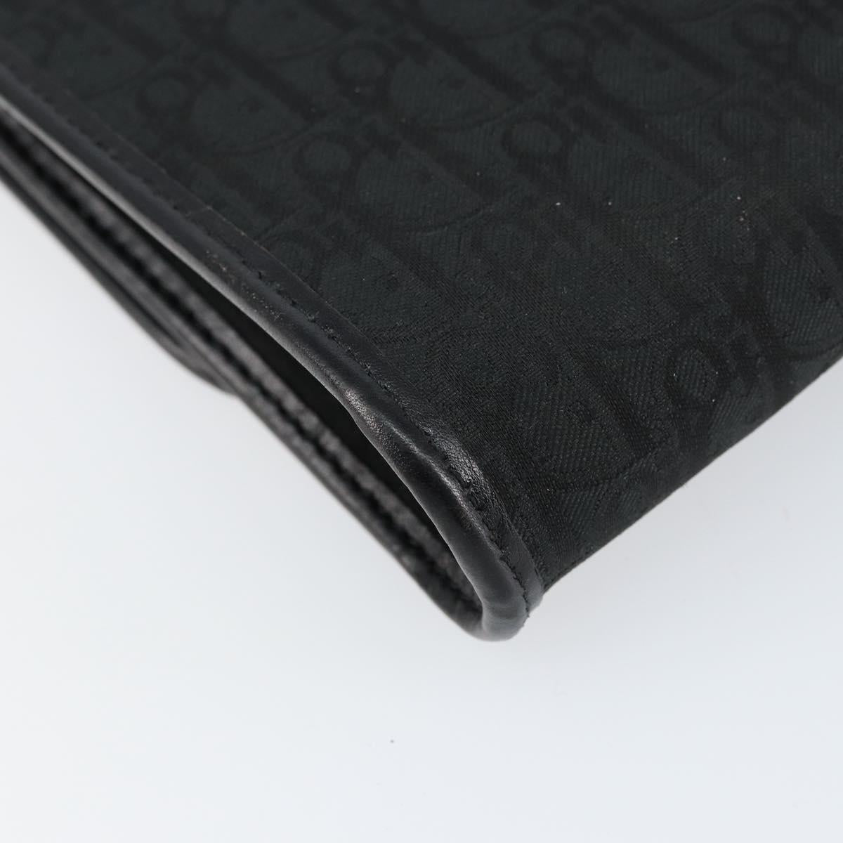 Christian Dior Trotter Canvas Chain Shoulder Bag Black Gold Auth bs31374