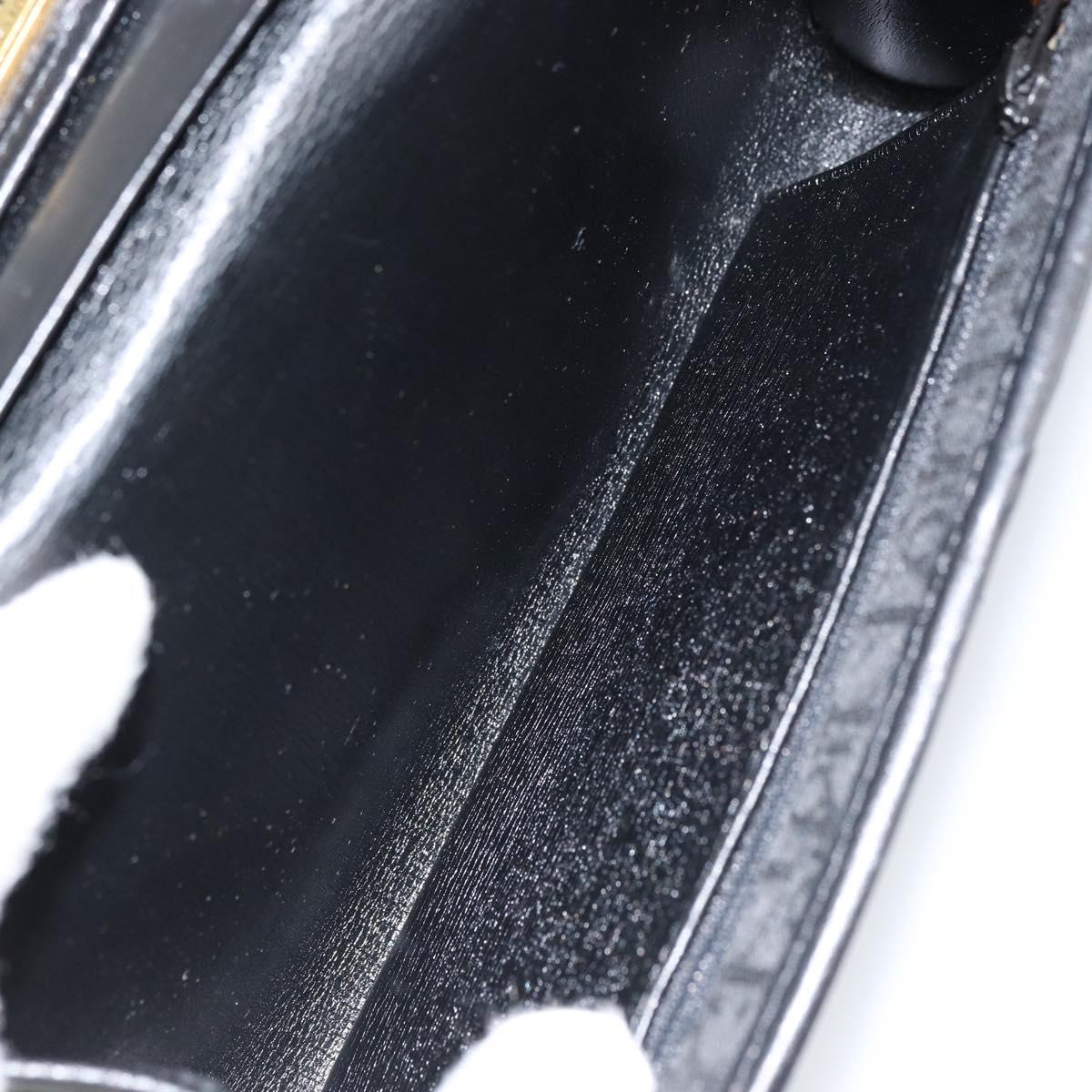 Christian Dior Trotter Canvas Chain Shoulder Bag Black Gold Auth bs31374