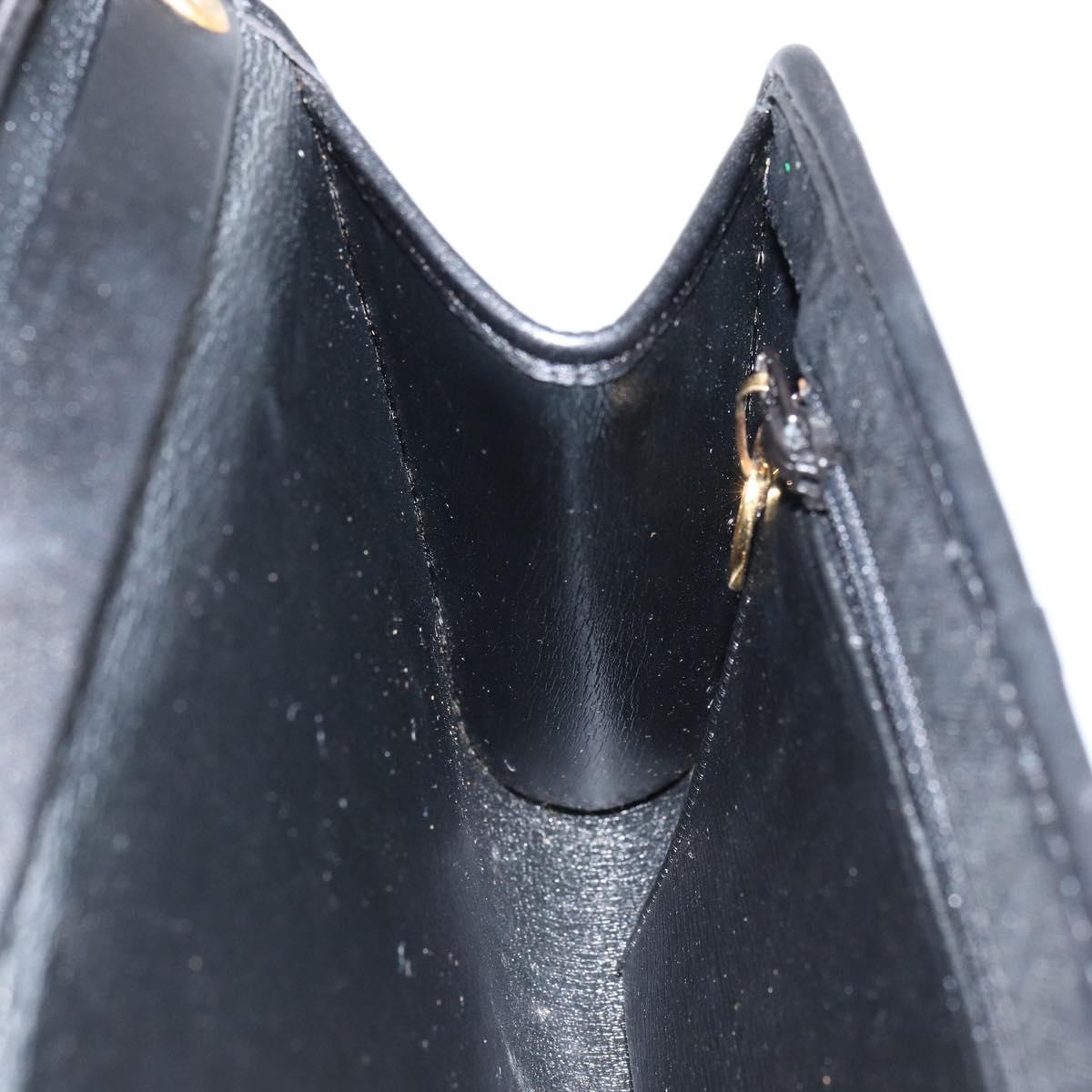 Christian Dior Trotter Canvas Chain Shoulder Bag Black Gold Auth bs31374