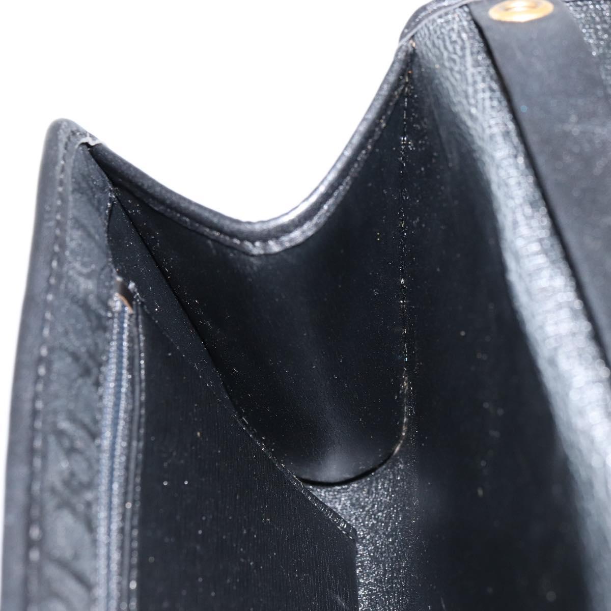 Christian Dior Trotter Canvas Chain Shoulder Bag Black Gold Auth bs31374