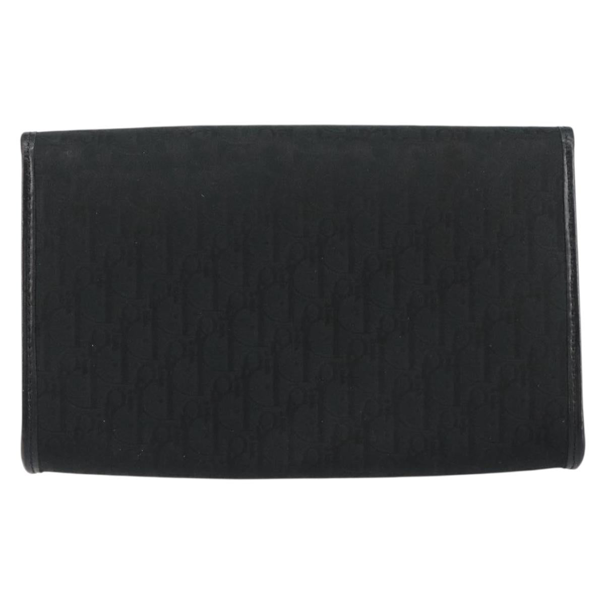 Christian Dior Trotter Canvas Chain Shoulder Bag Black Gold Auth bs31374