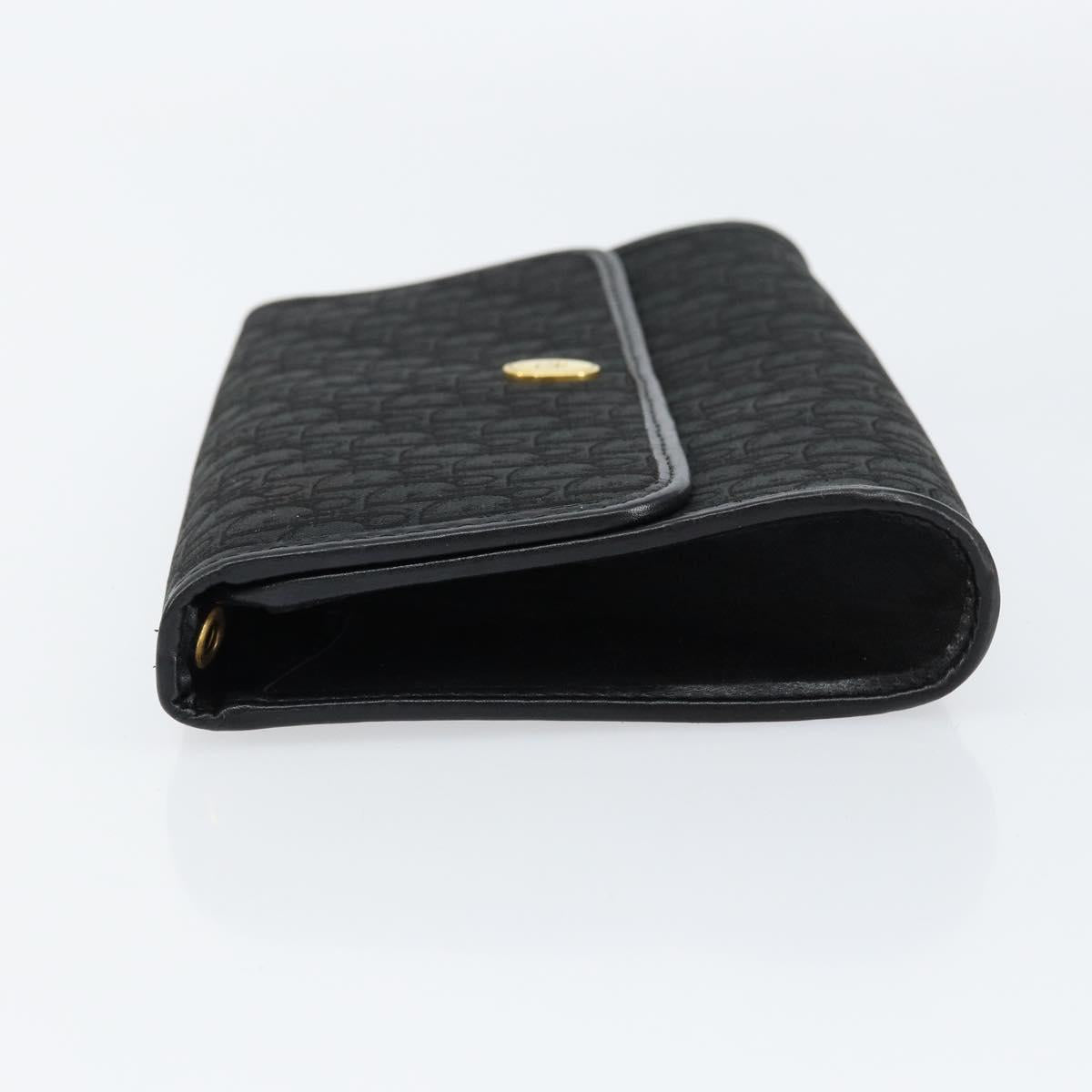 Christian Dior Trotter Canvas Chain Shoulder Bag Black Gold Auth bs31374