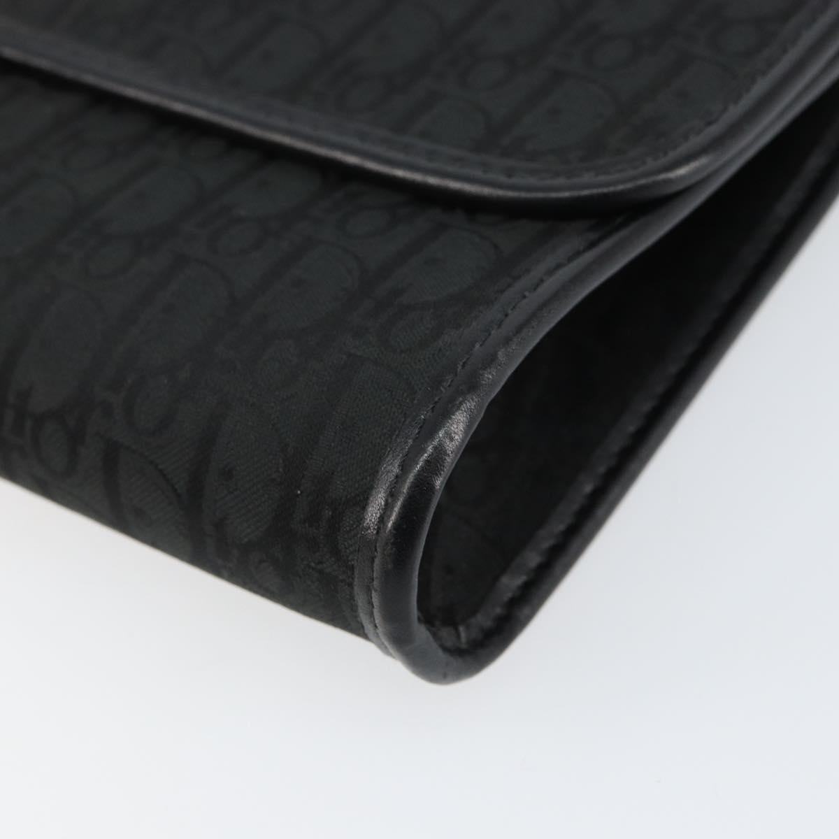 Christian Dior Trotter Canvas Chain Shoulder Bag Black Gold Auth bs31374