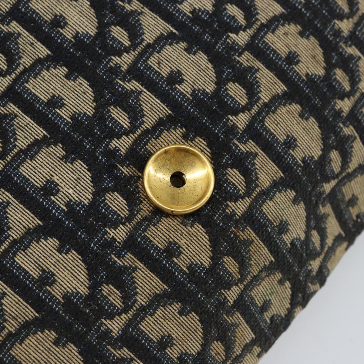 Christian Dior Trotter Canvas Chain Shoulder Bag Navy Gold Auth bs31375