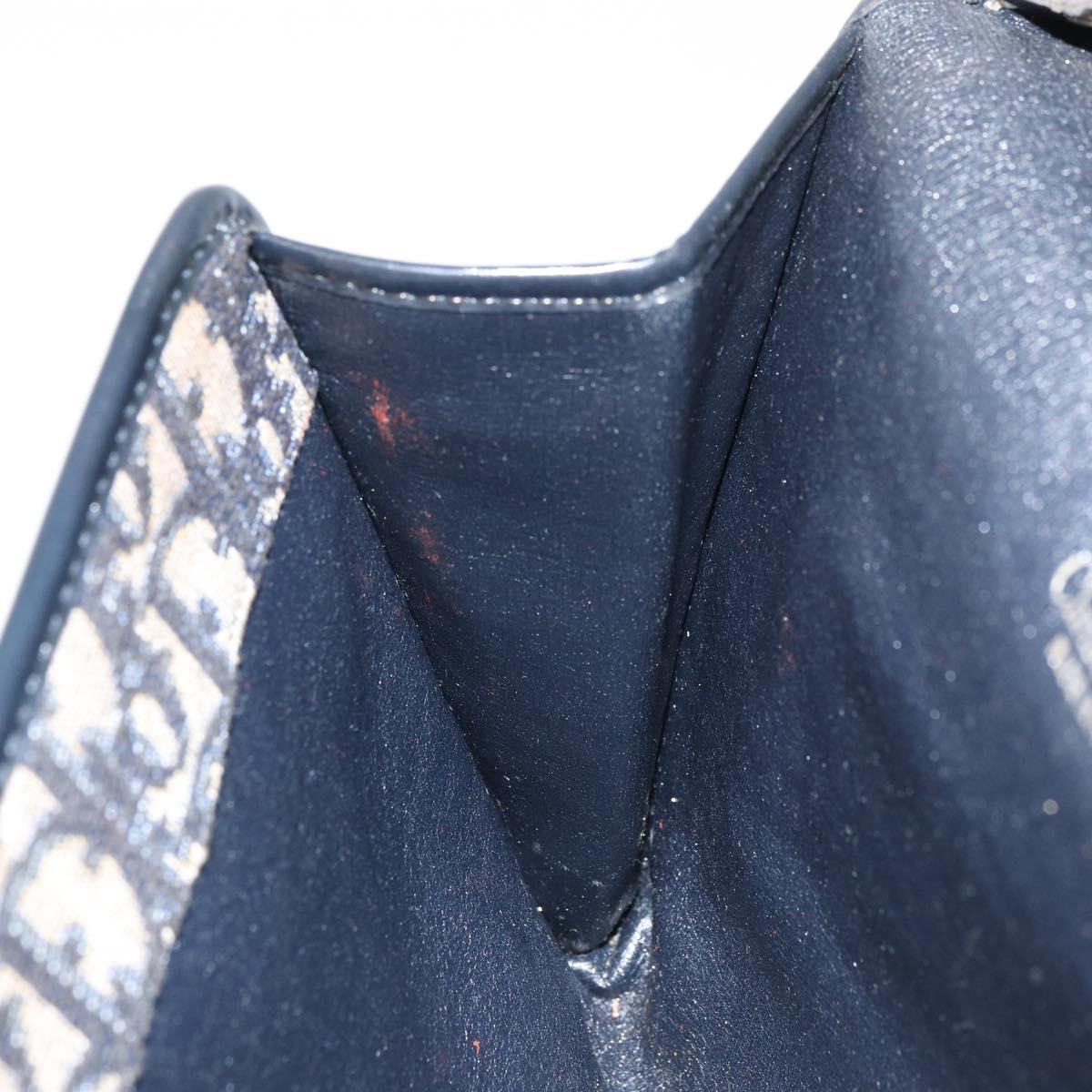 Christian Dior Trotter Canvas Chain Shoulder Bag Navy Gold Auth bs31375