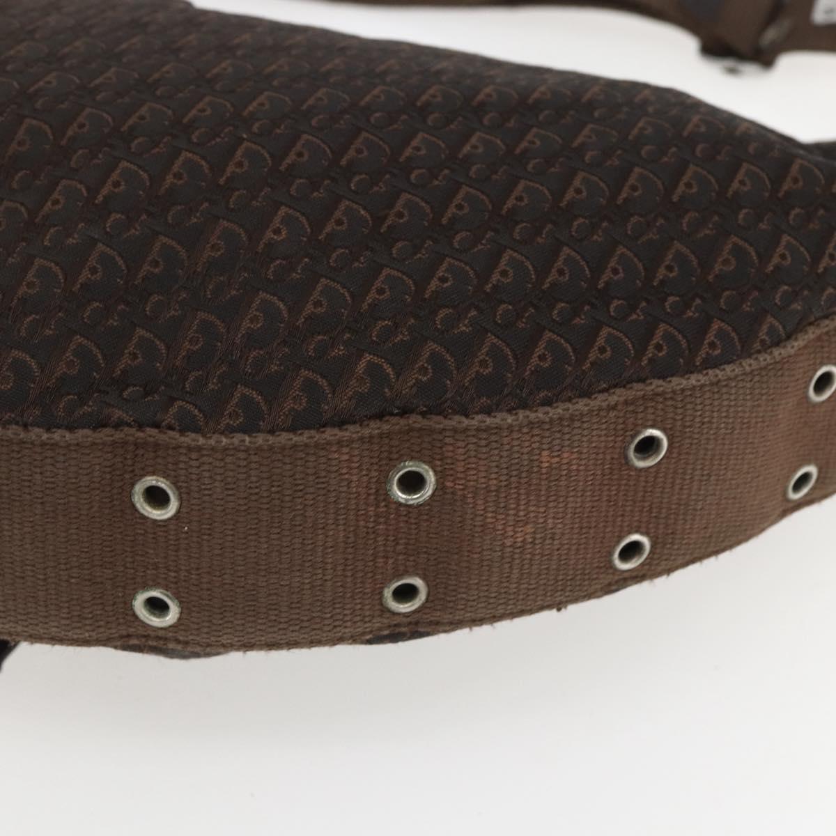 Christian Dior Trotter Canvas Street Chic Shoulder Bag Brown Silver Auth bs31376