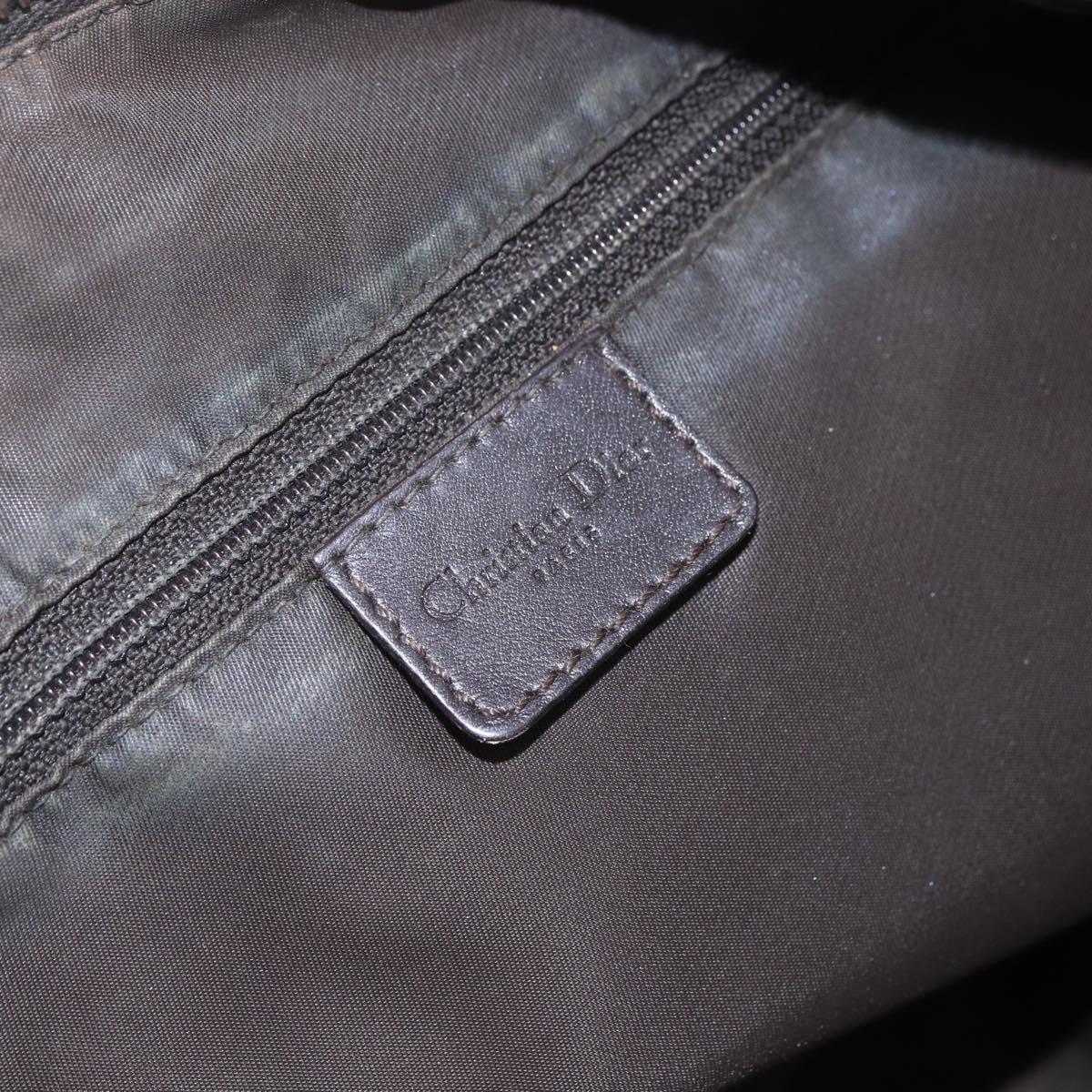 Christian Dior Trotter Canvas Street Chic Shoulder Bag Brown Silver Auth bs31376