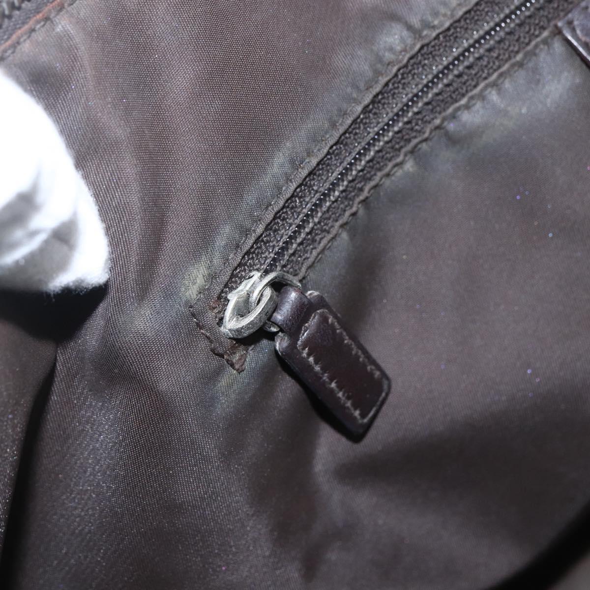 Christian Dior Trotter Canvas Street Chic Shoulder Bag Brown Silver Auth bs31376